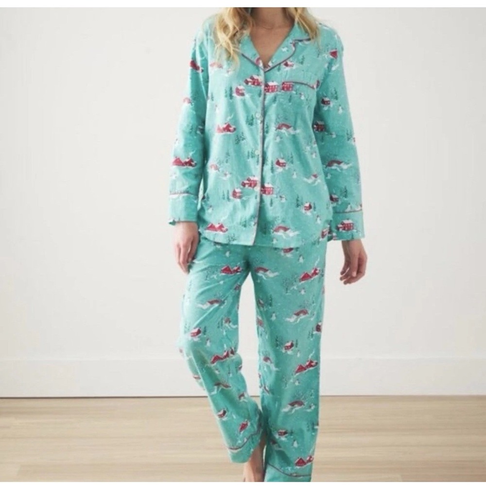 Printfresh Pajama Set Womens Small Flannel Winter Wonderland Cotton Christmas